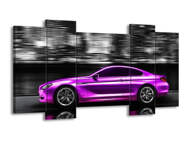 Glas schilderij Auto | Paars, Zwart | 120x65cm 5Luik