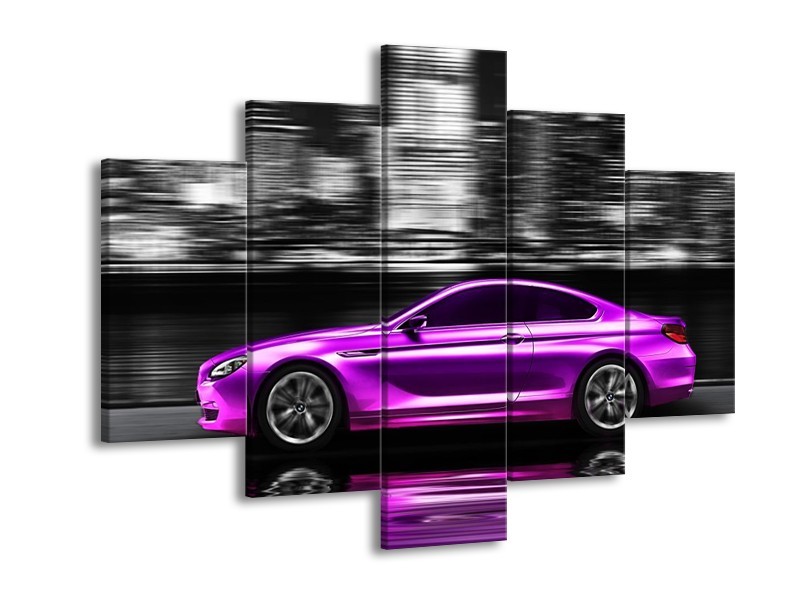 Glas schilderij Auto | Paars, Zwart | 150x105cm 5Luik