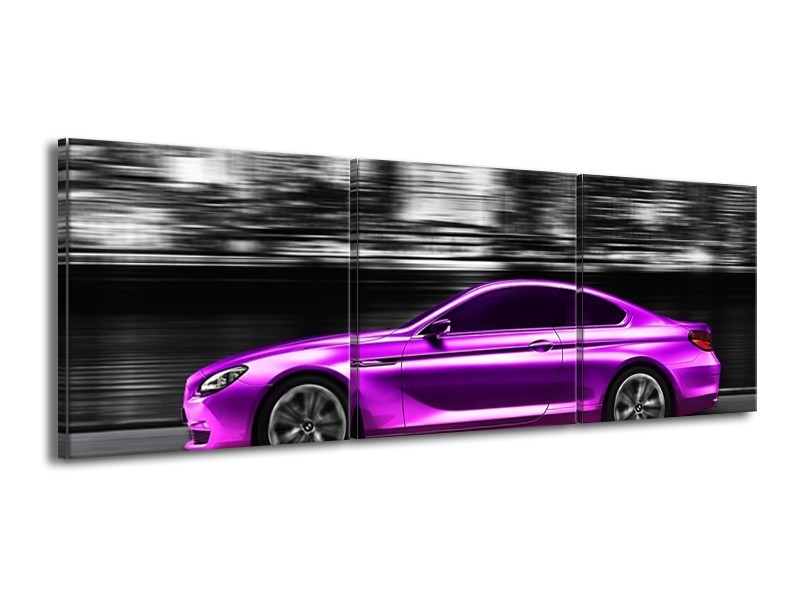 Glas schilderij Auto | Paars, Zwart | 150x50cm 3Luik