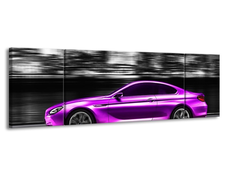 Glas schilderij Auto | Paars, Zwart | 170x50cm 3Luik