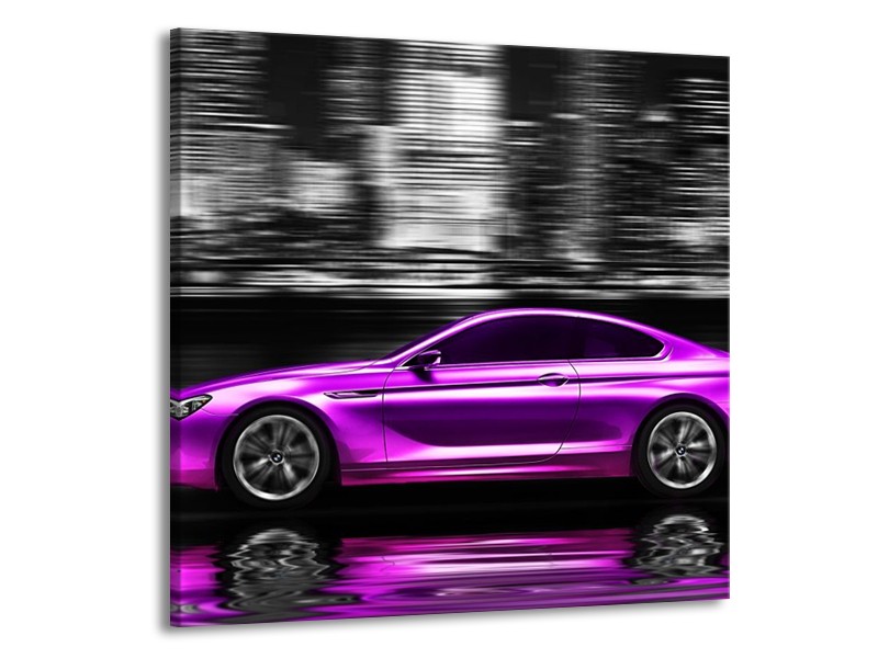 Glas schilderij Auto | Paars, Zwart | 50x50cm 1Luik