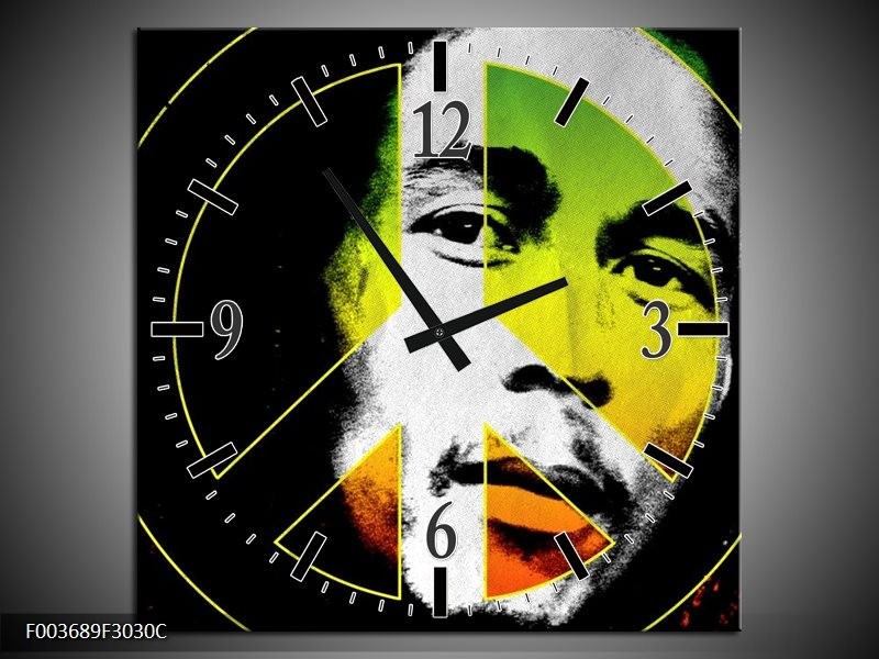 Klok schilderij Man | Groen, Zwart, Oranje | 30x30cm 1Luik