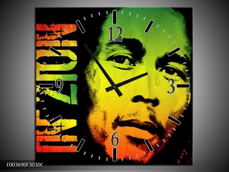 Klok schilderij Man | Groen, Zwart, Oranje | 30x30cm 1Luik