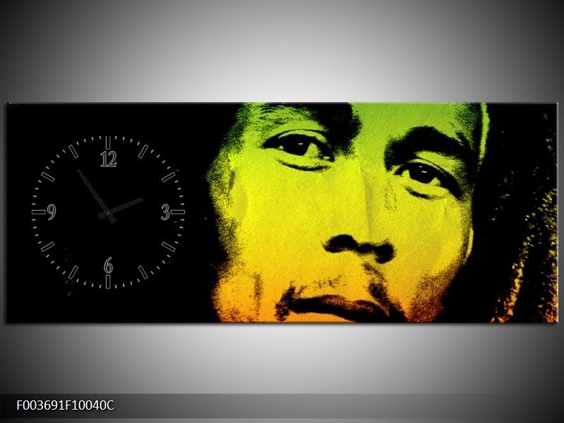 Klok schilderij Man | Groen, Zwart, Oranje | 100x40cm 1Luik