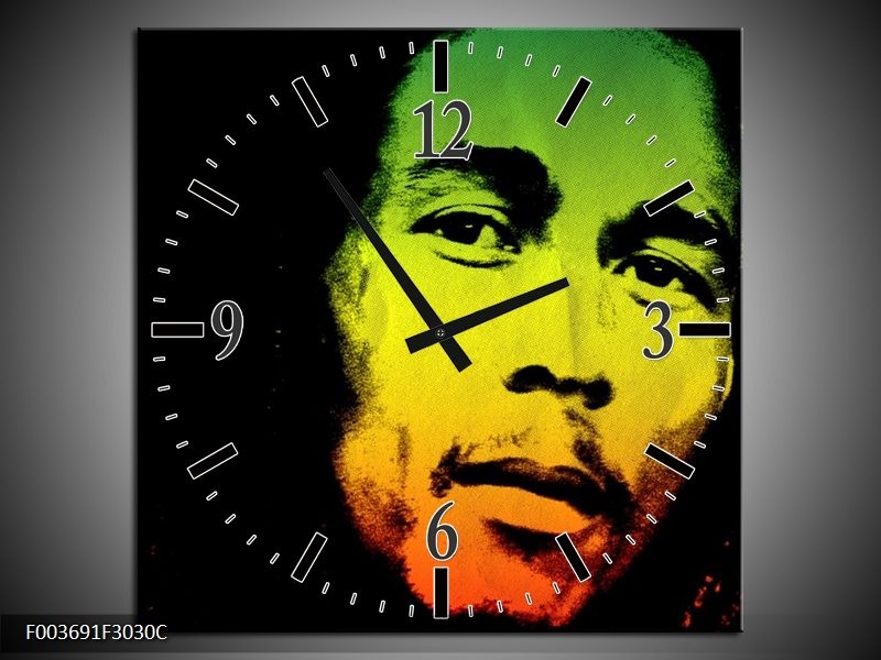 Klok schilderij Man | Groen, Zwart, Oranje | 30x30cm 1Luik