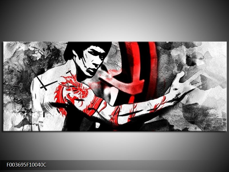 Klok schilderij Sport | Zwart, Rood, Wit | 100x40cm 1Luik