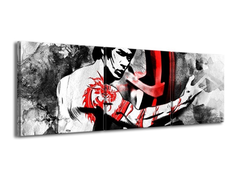 Canvas schilderij Sport | Zwart, Rood, Wit | 150x50cm 3Luik