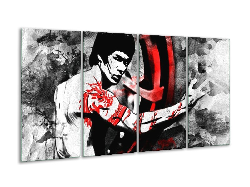 Canvas schilderij Sport | Zwart, Rood, Wit | 160x80cm 4Luik