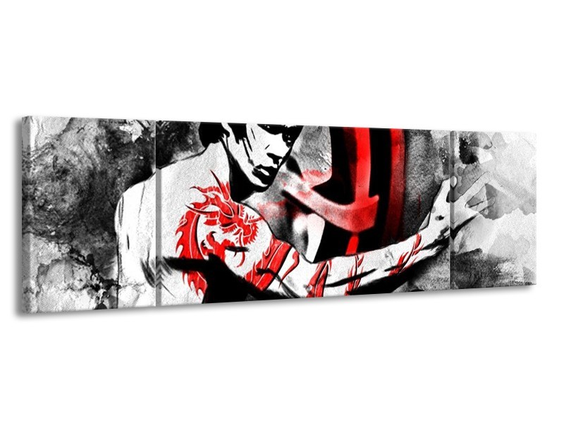 Canvas schilderij Sport | Zwart, Rood, Wit | 170x50cm 3Luik