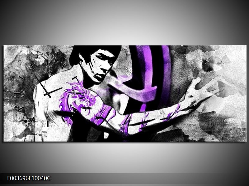 Klok schilderij Sport | Zwart, Paars, Wit | 100x40cm 1Luik