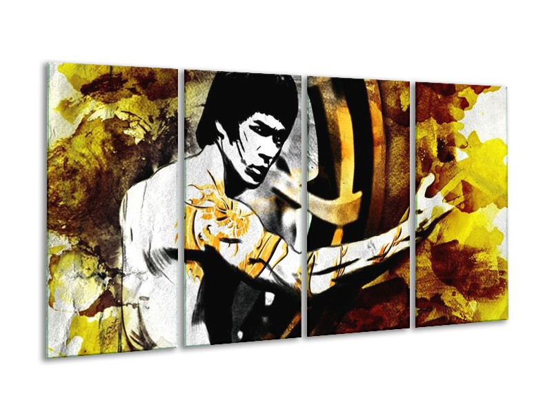 Canvas schilderij Sport | Geel, Grijs, Zwart | 160x80cm 4Luik