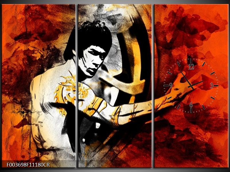 Klok schilderij Sport | Rood, Geel, Zwart | 111x80cm 3Luik