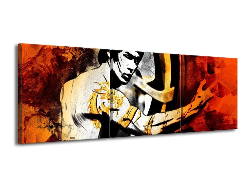 Canvas schilderij Sport | Rood, Geel, Zwart | 150x50cm 3Luik