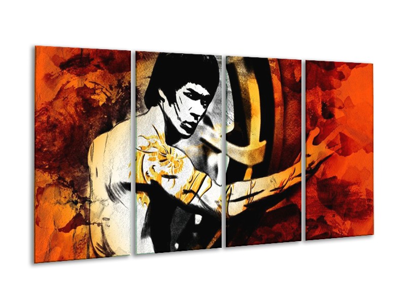 Canvas schilderij Sport | Rood, Geel, Zwart | 160x80cm 4Luik