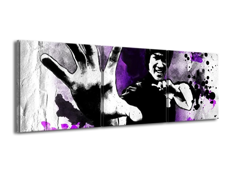 Canvas schilderij Sport | Paars, Zwart, Wit | 150x50cm 3Luik