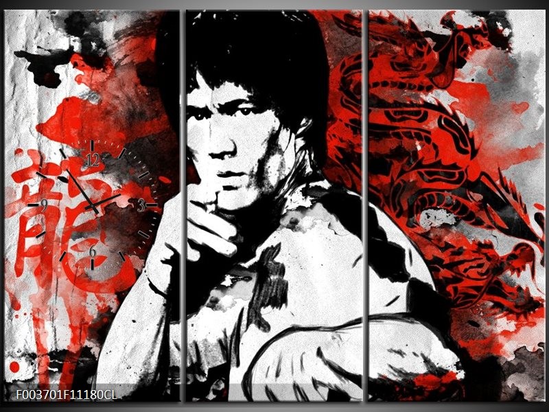 Klok schilderij Sport | Rood, Zwart, Wit | 111x80cm 3Luik