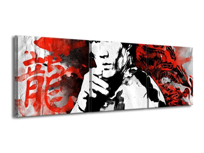 Canvas schilderij Sport | Rood, Zwart, Wit | 150x50cm 3Luik