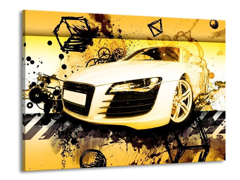Glas schilderij Audi | Geel, Zwart, Wit | 100x70cm 1Luik