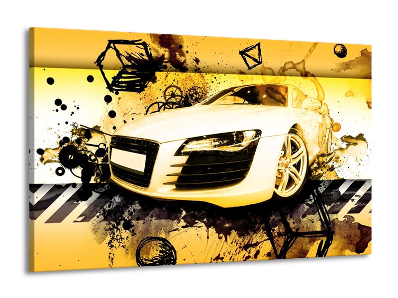 Glas schilderij Audi | Geel, Zwart, Wit | 140x90cm 1Luik