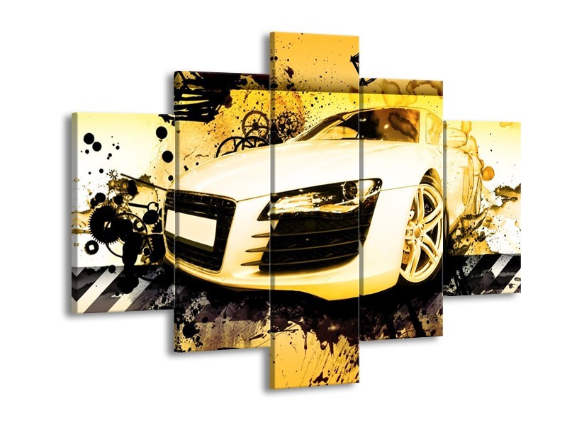 Glas schilderij Audi | Geel, Zwart, Wit | 150x105cm 5Luik