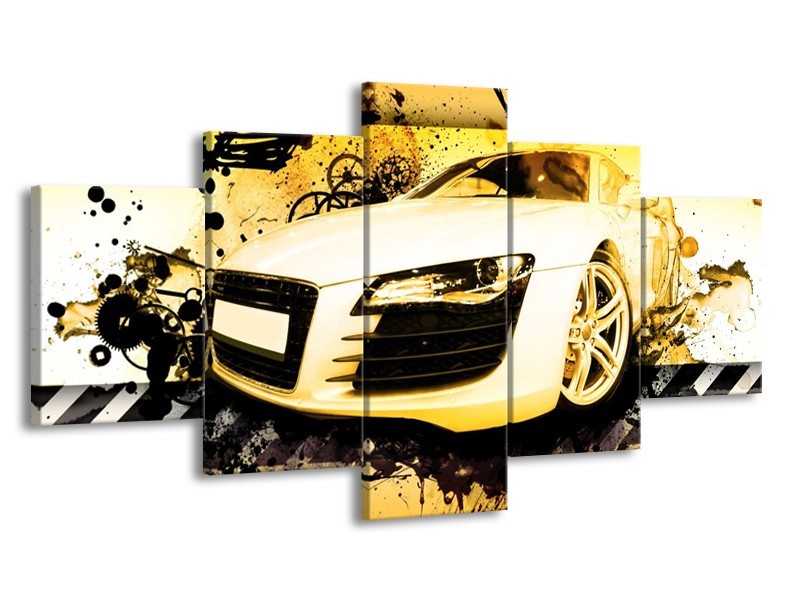 Glas schilderij Audi | Geel, Zwart, Wit | 150x80cm 5Luik