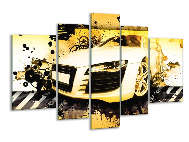 Glas schilderij Audi | Geel, Zwart, Wit | 170x100cm 5Luik