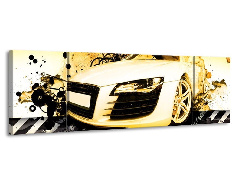 Glas schilderij Audi | Geel, Zwart, Wit | 170x50cm 3Luik