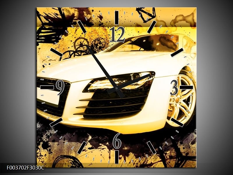 Klok schilderij Audi | Geel, Zwart, Wit | 30x30cm 1Luik