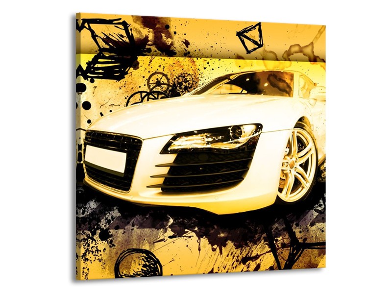 Glas schilderij Audi | Geel, Zwart, Wit | 50x50cm 1Luik