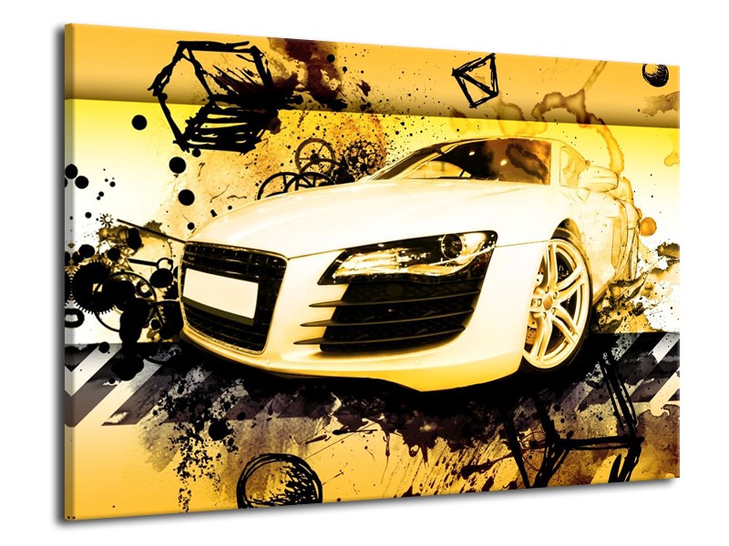 Glas schilderij Audi | Geel, Zwart, Wit | 70x50cm 1Luik