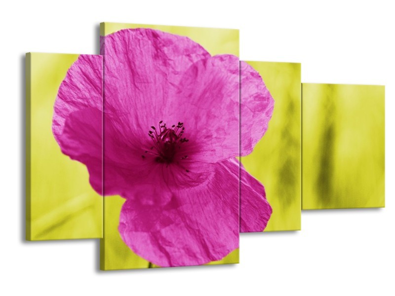 Canvas schilderij Bloem | Roze, Groen, Wit | 120x75cm 4Luik