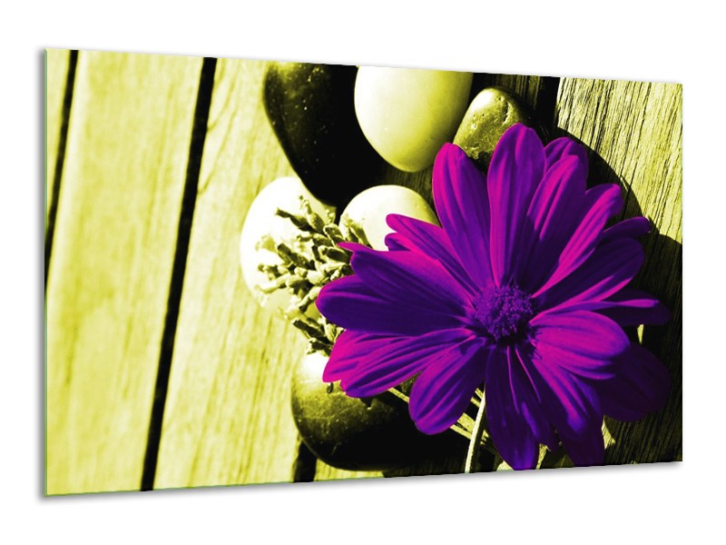 Canvas schilderij Bloem | Paars, Groen, Wit | 120x70cm 1Luik