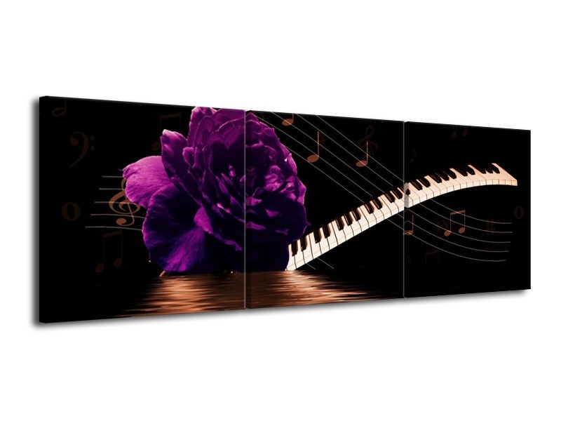 Glas schilderij Roos | Paars, Bruin, Wit | 120x40cm 3Luik