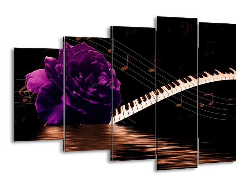 Canvas schilderij Roos | Paars, Bruin, Wit | 150x100cm 5Luik