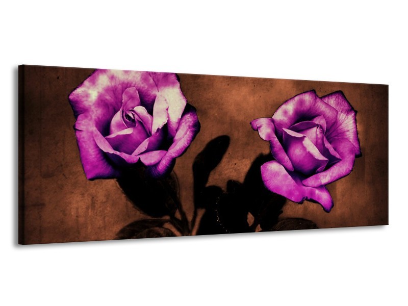 Canvas schilderij Roos | Paars, Bruin, Wit | 145x58cm 1Luik