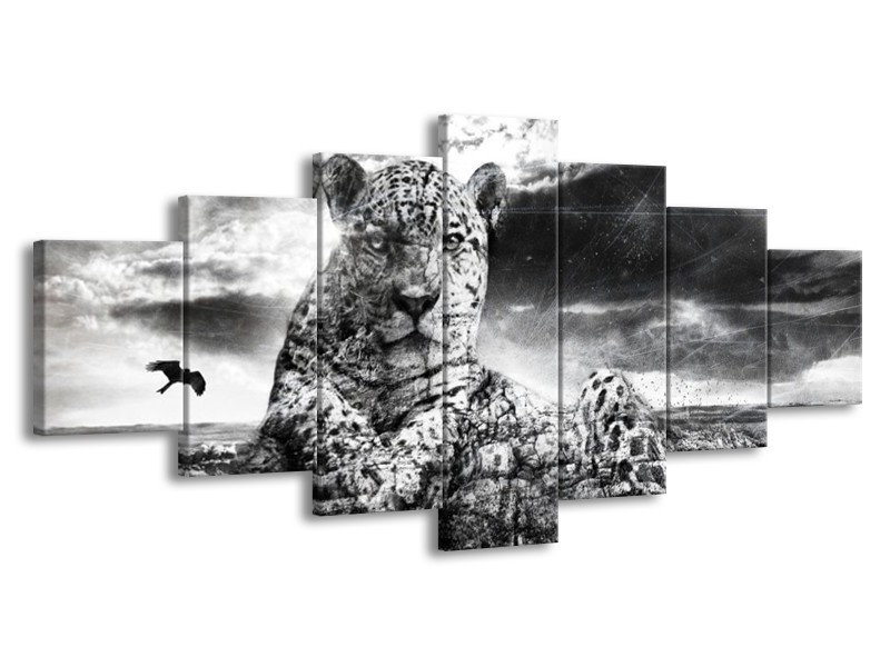 Canvas schilderij Natuur | Grijs, Wit, Zwart | 210x100cm 7Luik