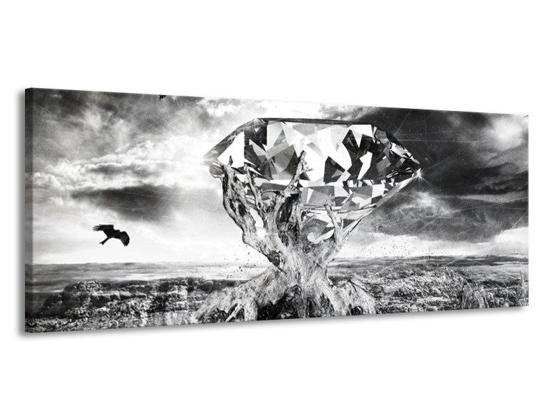 Canvas schilderij Steen | Grijs, Zwart, Wit | 145x58cm 1Luik