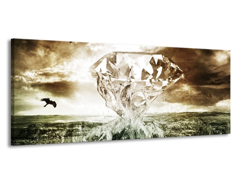 Canvas schilderij Steen | Groen, Bruin, Wit | 145x58cm 1Luik