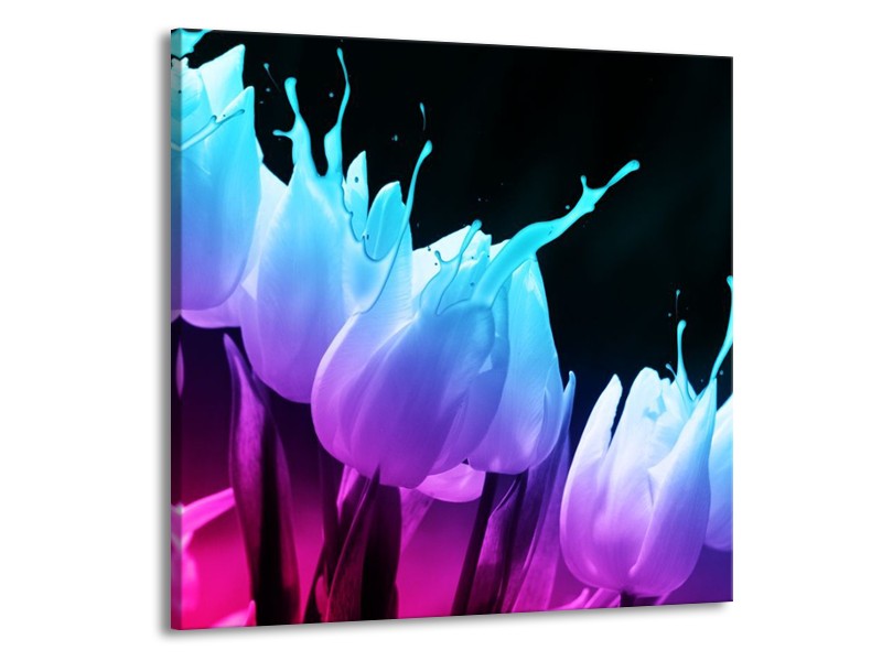 Canvas schilderij Tulp | Blauw, Paars, Roze | 70x70cm 1Luik