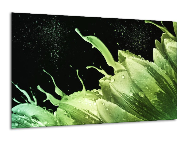 Canvas schilderij Tulp | Groen, Zwart | 120x70cm 1Luik