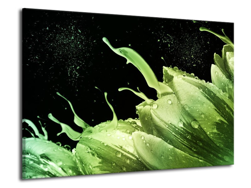Canvas schilderij Tulp | Groen, Zwart | 70x50cm 1Luik