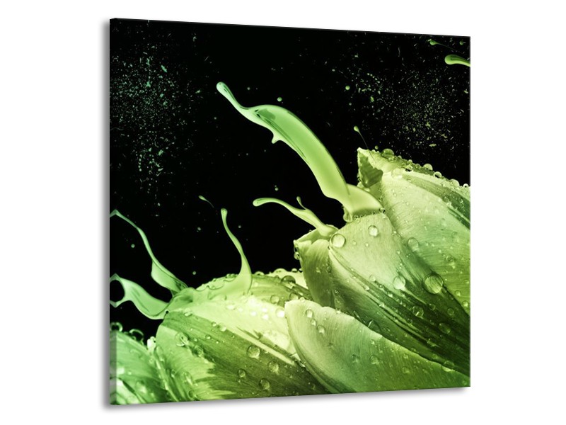 Canvas schilderij Tulp | Groen, Zwart | 70x70cm 1Luik