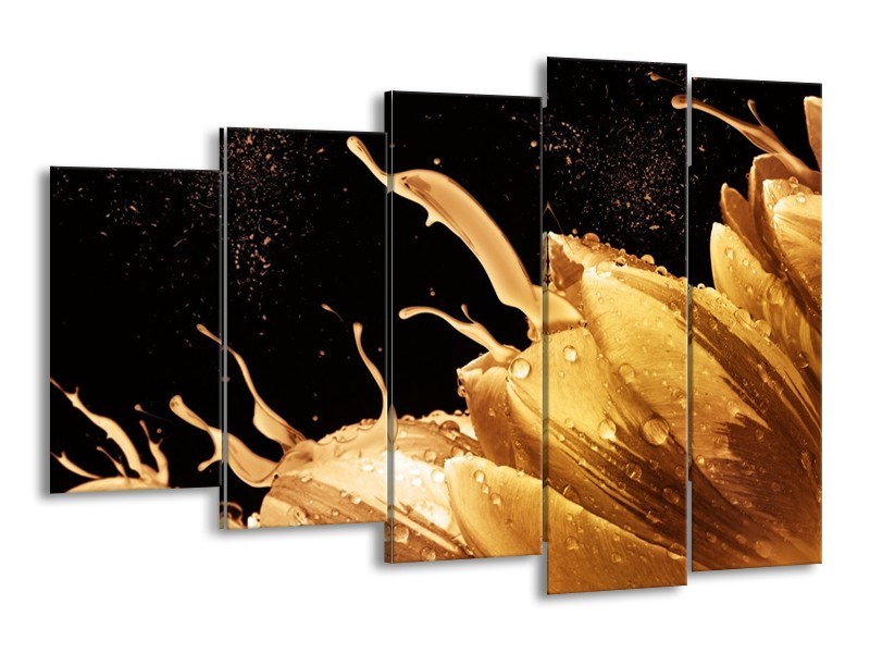 Canvas schilderij Tulp | Bruin, Zwart | 150x100cm 5Luik