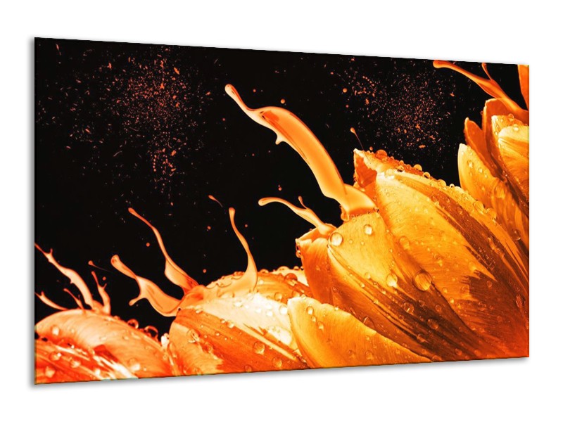 Canvas schilderij Tulp | Oranje, Zwart | 120x70cm 1Luik