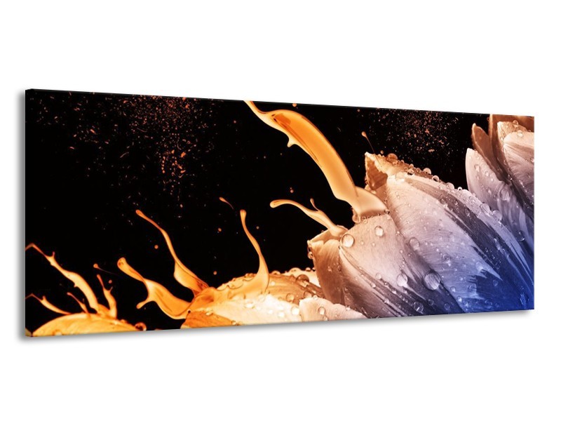 Canvas schilderij Tulp | Geel, Bruin, Zwart | 145x58cm 1Luik