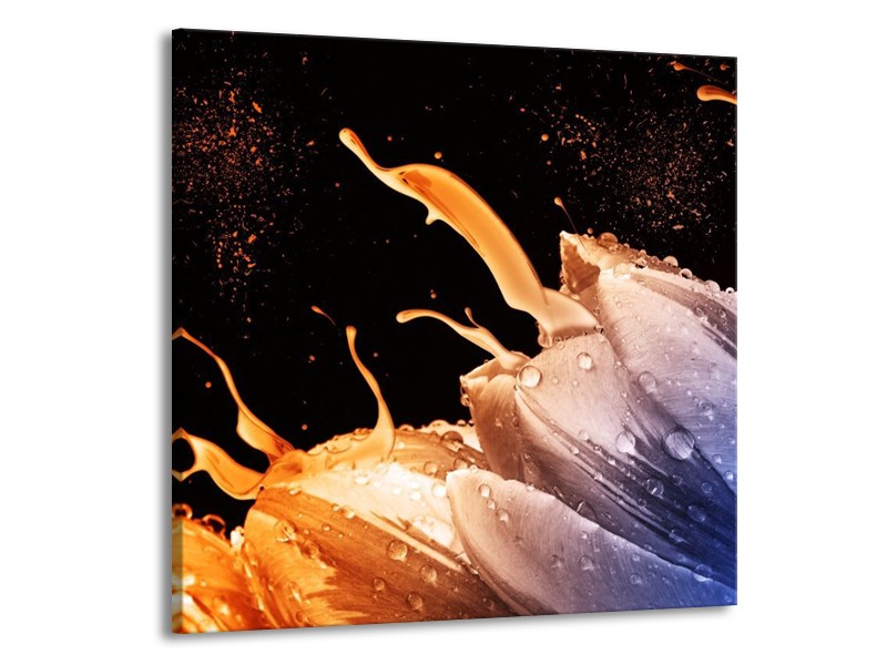 Canvas schilderij Tulp | Geel, Bruin, Zwart | 70x70cm 1Luik