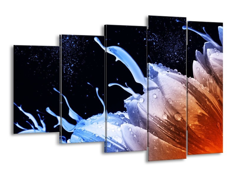 Canvas schilderij Tulp | Blauw, Bruin, Zwart | 150x100cm 5Luik