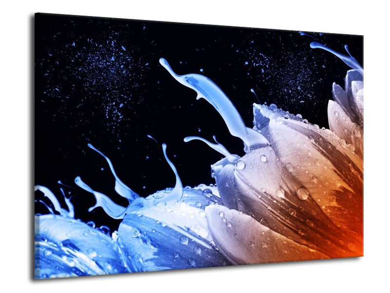Canvas schilderij Tulp | Blauw, Bruin, Zwart | 70x50cm 1Luik