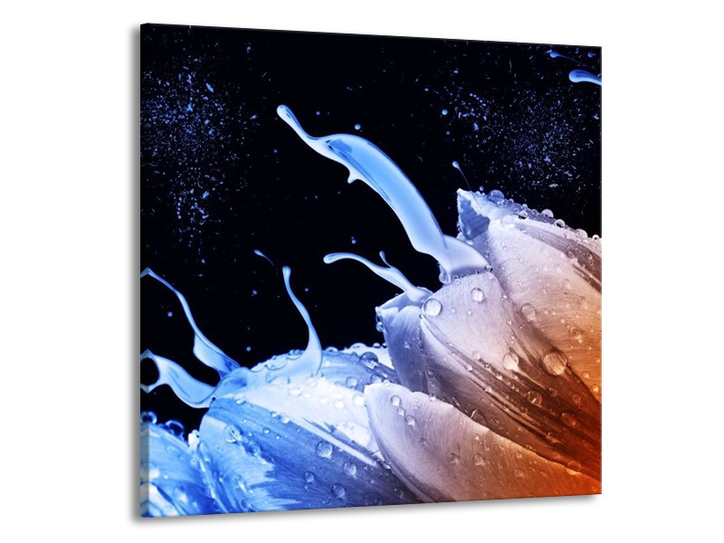 Canvas schilderij Tulp | Blauw, Bruin, Zwart | 70x70cm 1Luik
