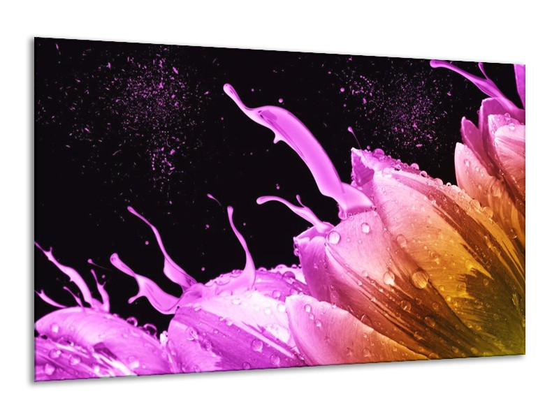 Canvas schilderij Tulp | Oranje, Zwart, Roze | 120x70cm 1Luik